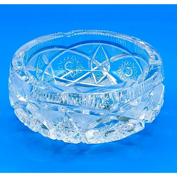 Heavy American Brilliant ABP  Hollywood Regency 6 X 6 Cut Lead Crystal Ashtray - Picture 2 of 16